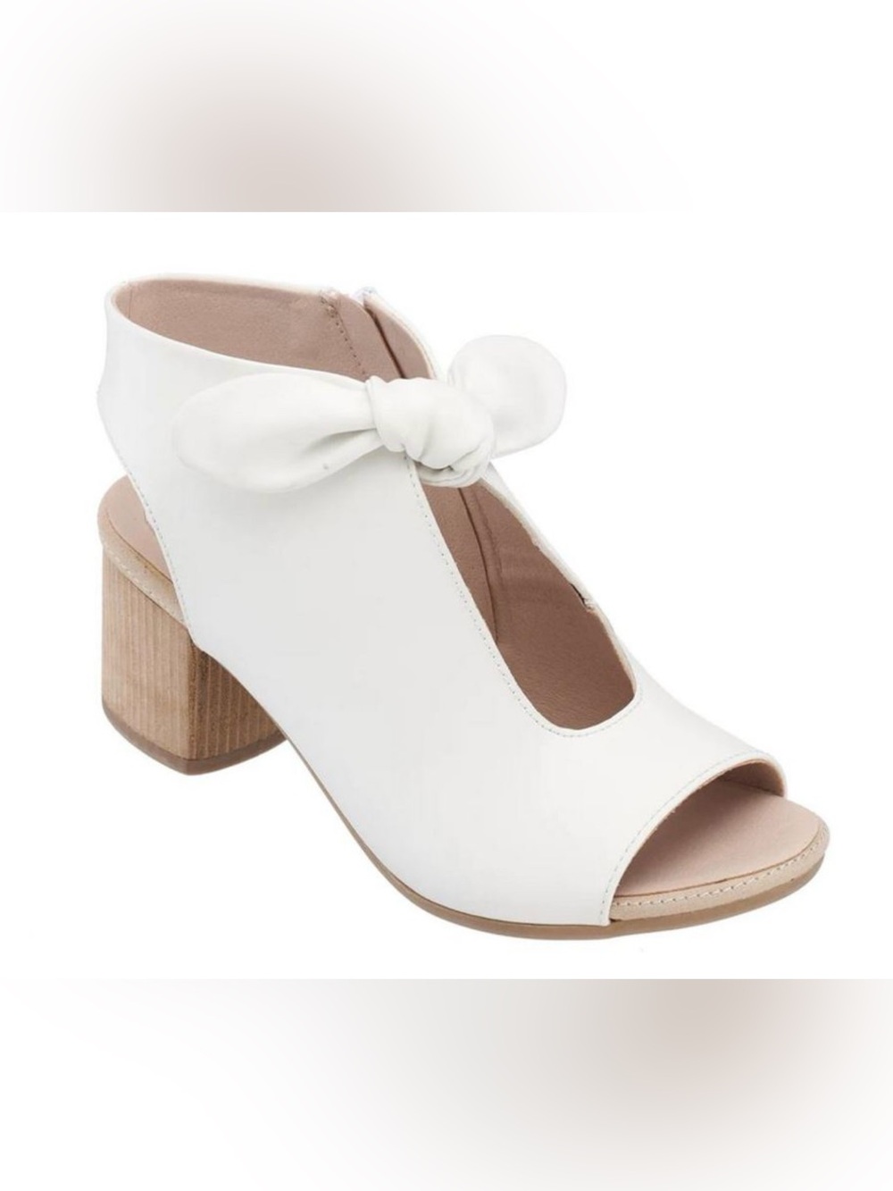 Good Choice Kimora Bow Block Heel Booties - White Size 8 (NIB)